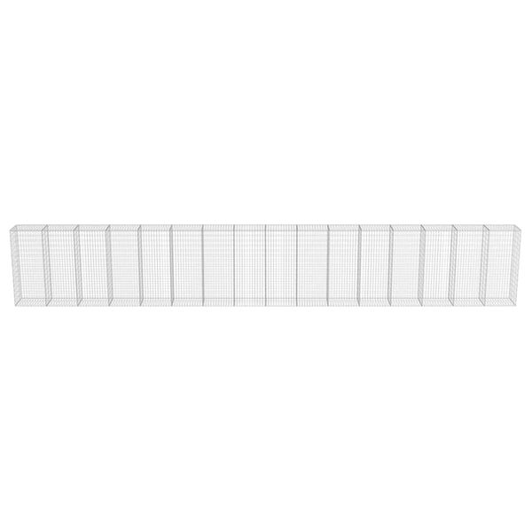 vidaXL Gabion Wall with Covers Galvanised Steel 900x50x150 cm