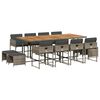 vidaXL 13 Piece Garden Dining Set with Cushions Grey Poly Rattan