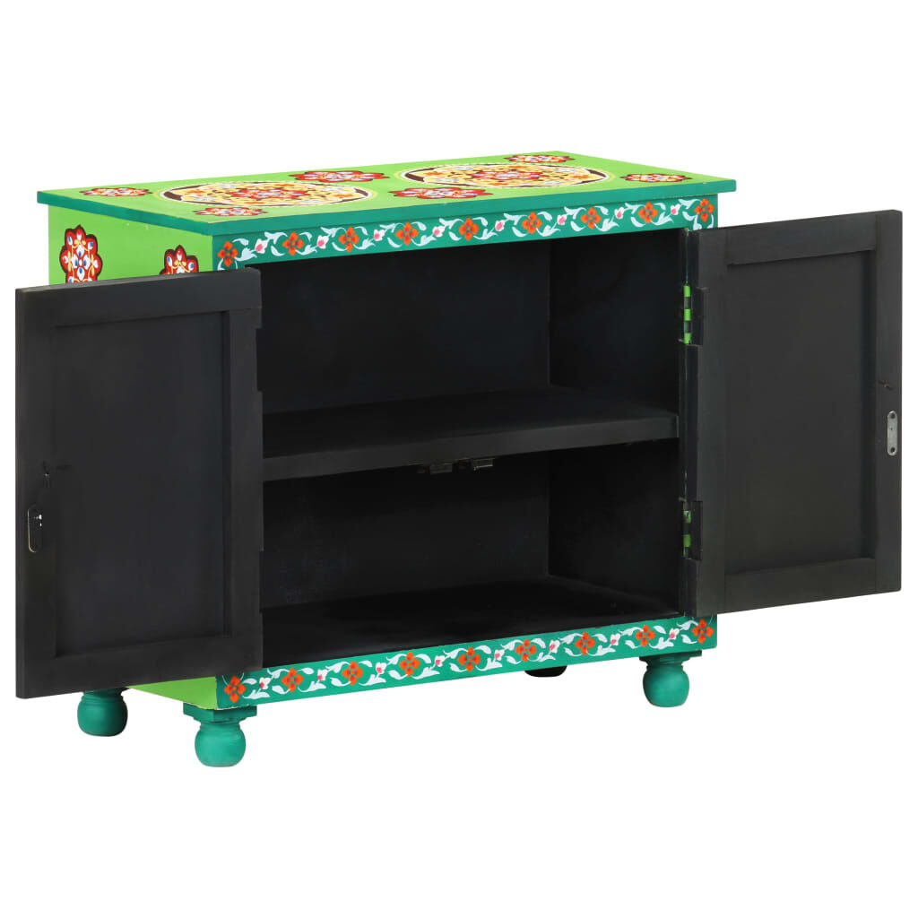 vidaXL Hand Painted Sideboard Multicolour 70x35x60 cm Solid Mango Wood