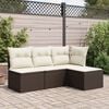 vidaXL Garden Stool with Cushion Brown 55x55x37 cm Poly Rattan