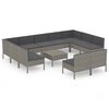 vidaXL 12 Piece Garden Lounge Set with Cushions Poly Rattan Grey