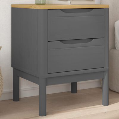 vidaXL Bedside Cabinet FLORO Grey 45x39x57 cm Solid Wood Pine