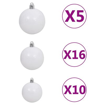 vidaXL Upside-down Artificial Pre-lit Christmas Tree with Ball Set 210 cm
