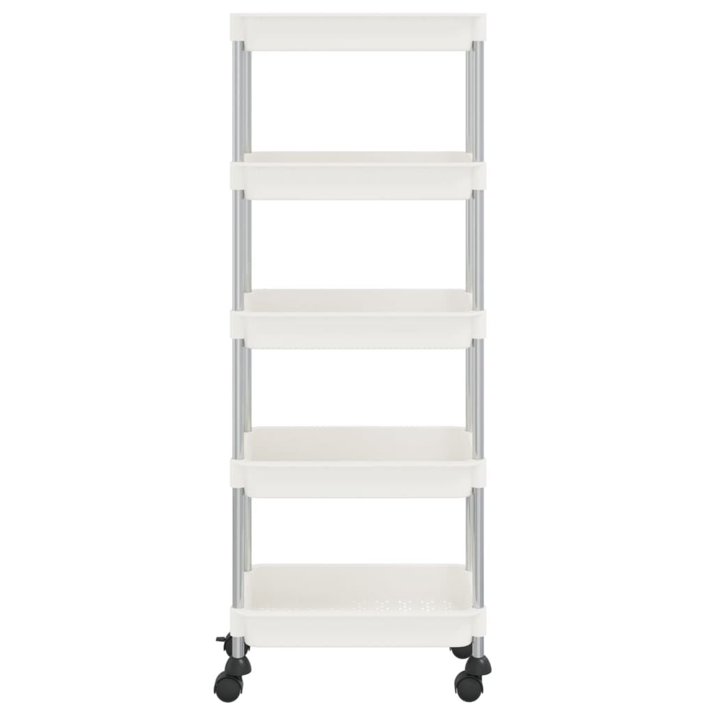 vidaXL 5-Tier Kitchen Trolley White 42x29x128 cm Iron and ABS