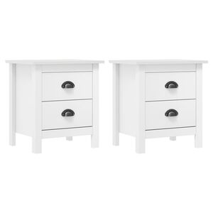 vidaXL Bedside Cabinet Hill 2 pcs White 46x35x49.5 cm Solid Pine Wood