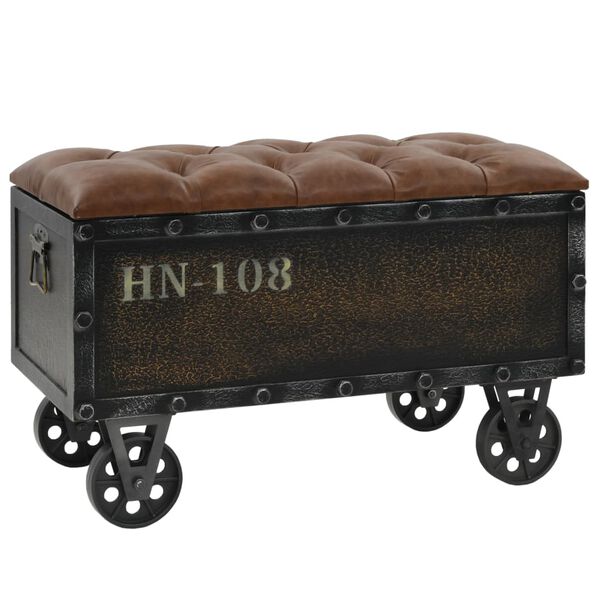 vidaXL Storage Bench with Castors 80.5 cm Solid Wood Fir
