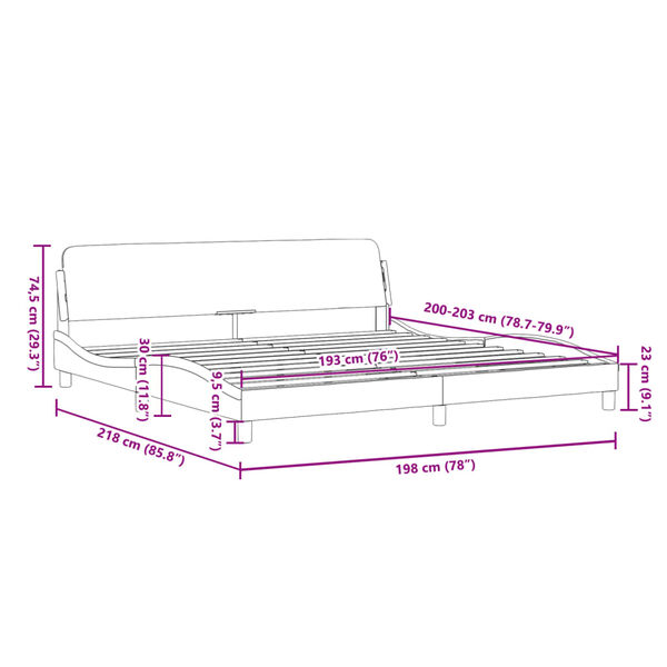 vidaXL Bed Frame "Dover" Dark Grey 193x203 cm Fabric