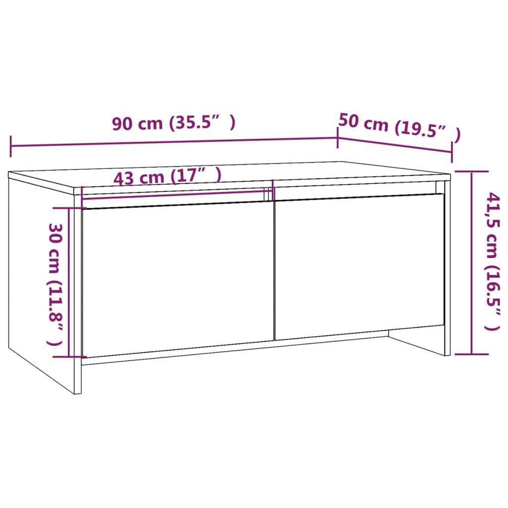 vidaXL Coffee Table Black 90x50x41.5 cm Engineered Wood