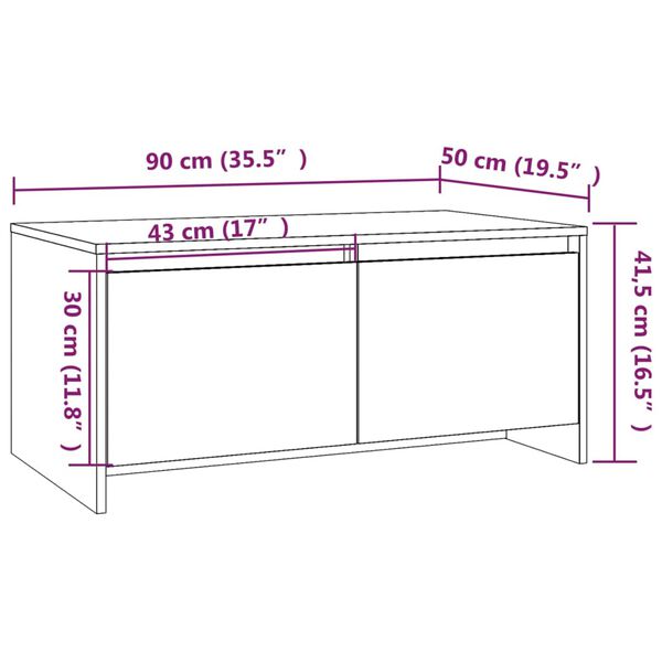 vidaXL Coffee Table Black 90x50x41.5 cm Engineered Wood