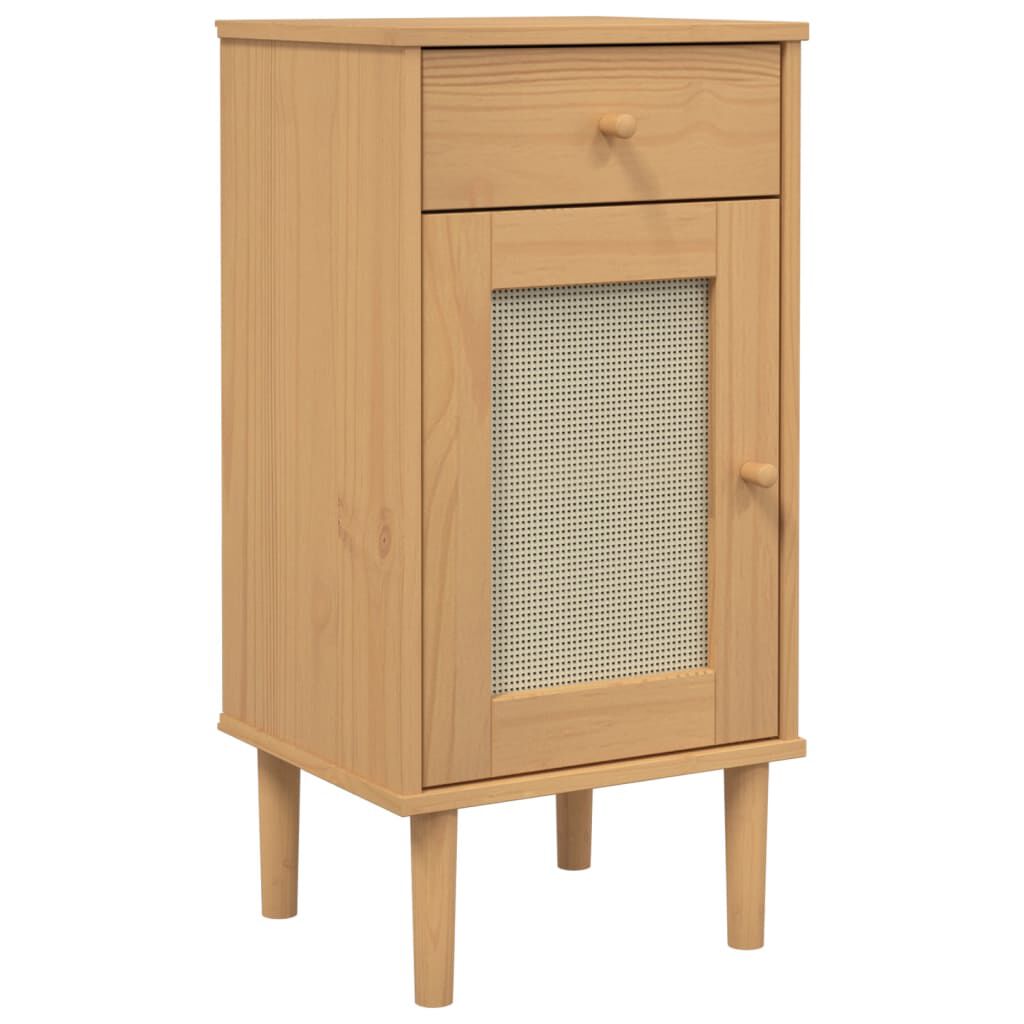 vidaXL Bedside Cabinet SENJA Rattan Look Brown 40x35x80 cm Solid Wood Pine