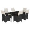 vidaXL 7 Piece Garden Dining Set with Cushions Black Poly Rattan