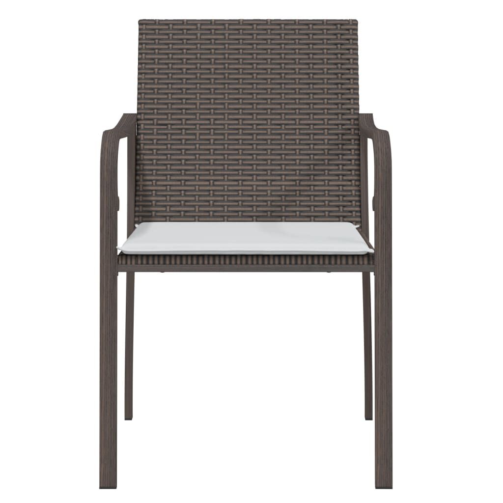 vidaXL Garden Chairs with Cushions 4 pcs Brown 56x59x84 cm Poly Rattan