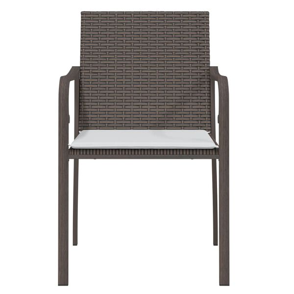 vidaXL Garden Chairs with Cushions 4 pcs Brown 56x59x84 cm Poly Rattan