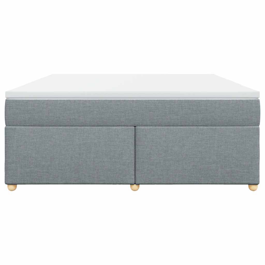 vidaXL Box Spring Bed with Mattress Light Grey King Fabric
