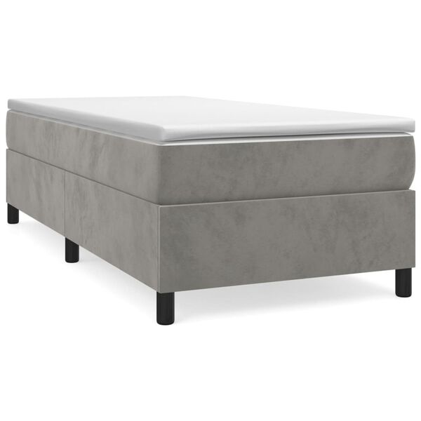 vidaXL Bed Frame without Mattress Light Grey Twin Velvet (US Only)