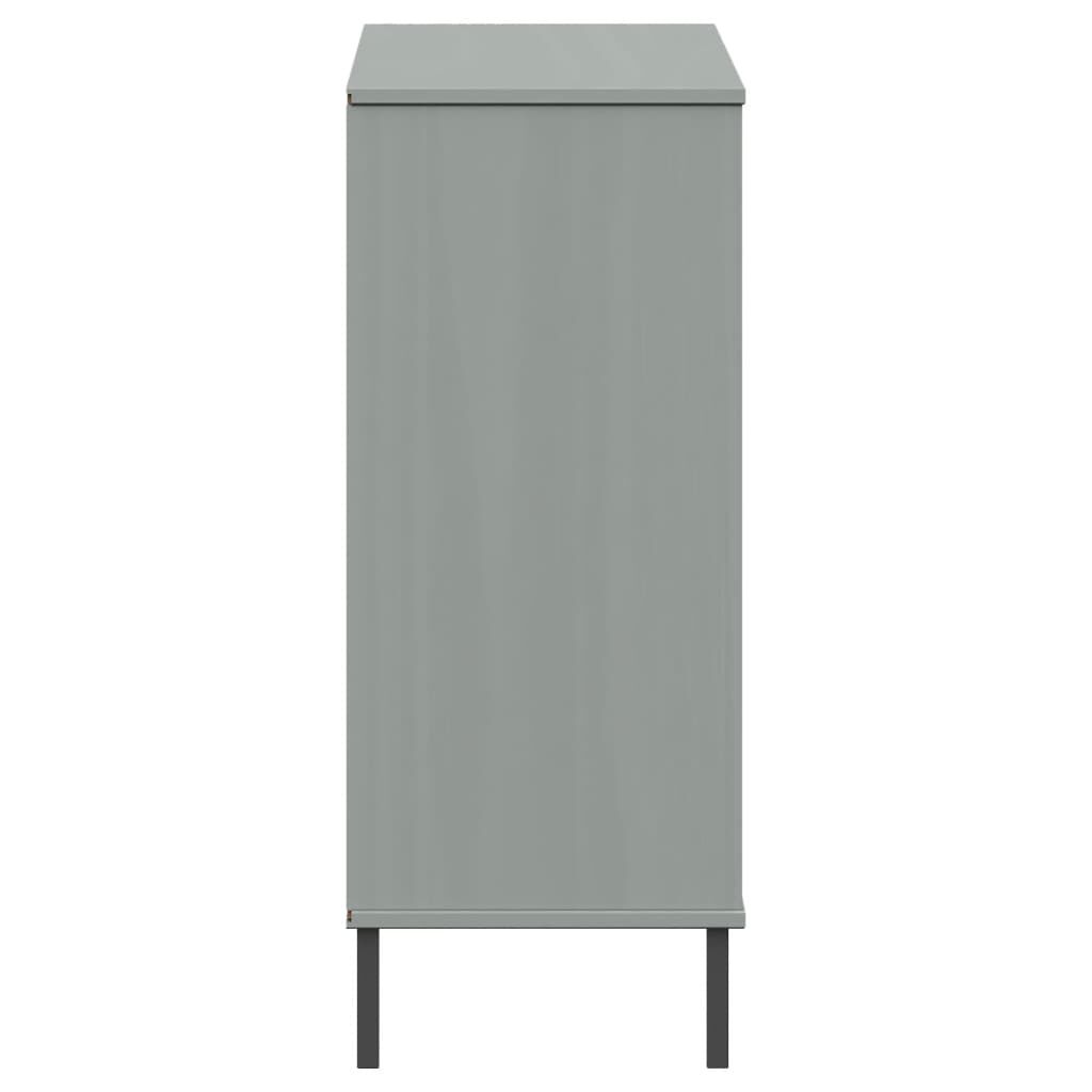 vidaXL Shoe Rack with Metal Legs Grey 95x35x86 cm Solid Wood OSLO