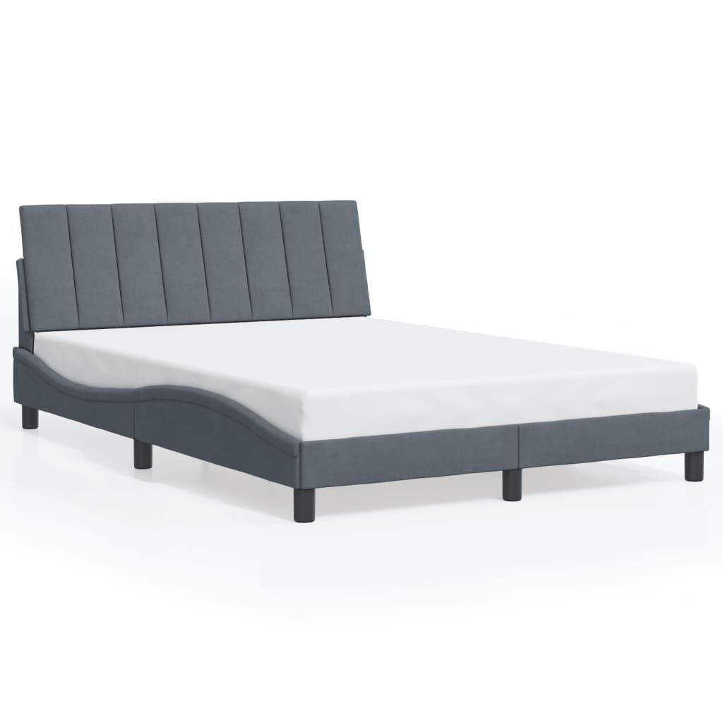 vidaXL Bed Frame with LED without Mattress Dark Grey 137x190 cm Velvet