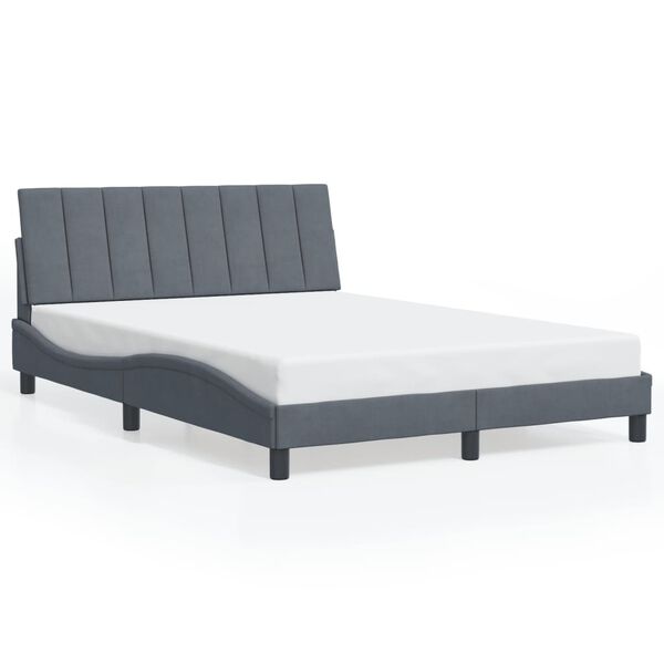 vidaXL Bed Frame with LED without Mattress "Hanko" Dark Grey 137x190 cm Velvet