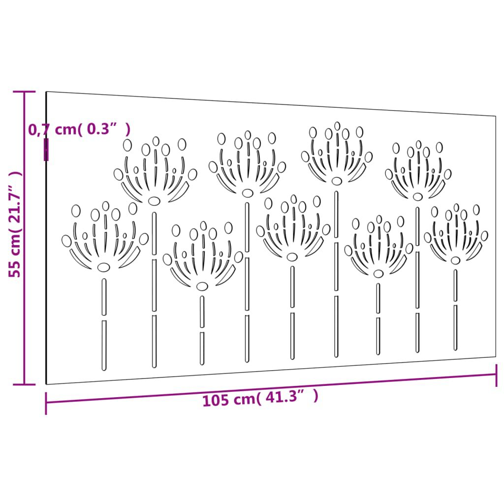 vidaXL Garden Wall Decoration 105x55 cm Corten Steel Flower Design