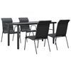 vidaXL 5 Piece Garden Dining Set Black Steel and Textilene