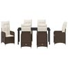 vidaXL Garden Dining Set with Cushion 7 pcs Brown Poly Rattan