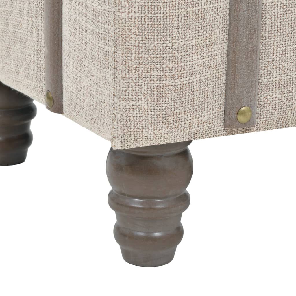 vidaXL Storage Bench 111 cm Cream Solid Wood Fir&Fabric