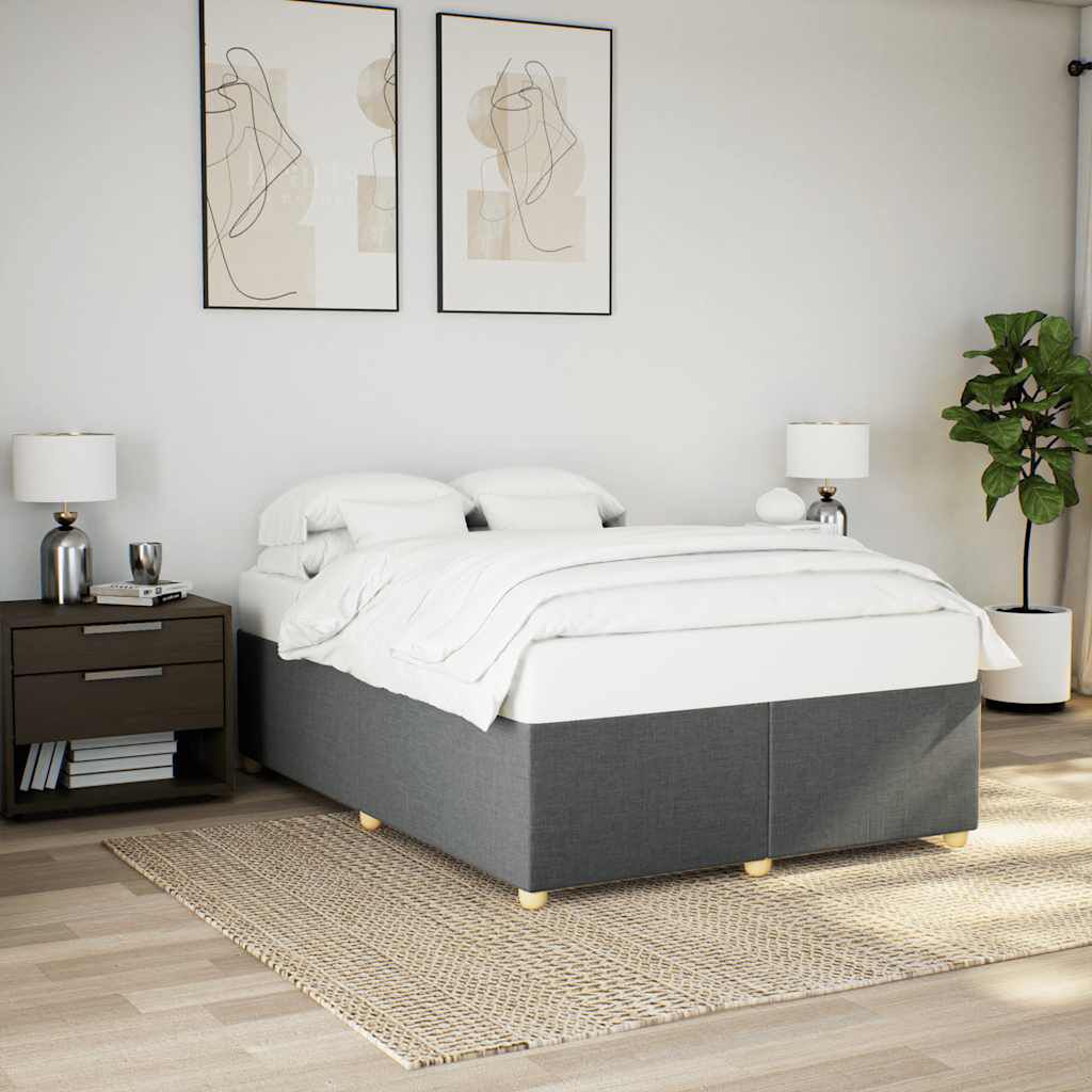 vidaXL Bed Frame without Mattress Dark Grey Queen Fabric