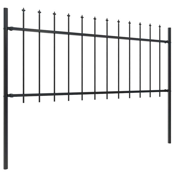 vidaXL Garden Fence with Spear Top Steel 1426x80 cm Black