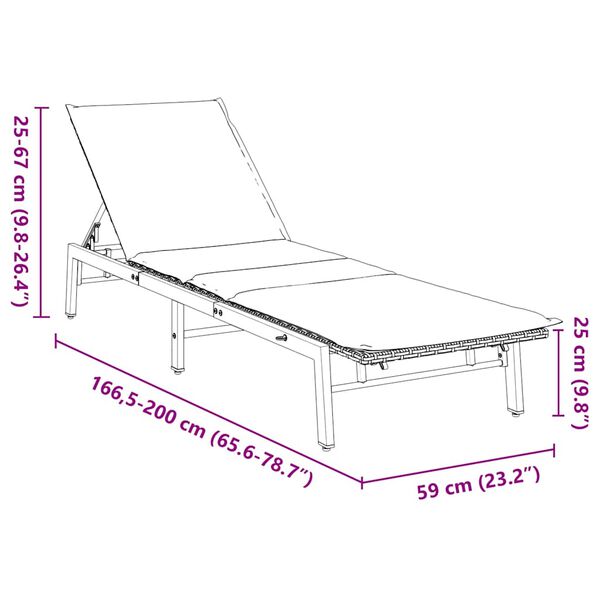 vidaXL Sun Lounger with Cushion Black Poly Rattan