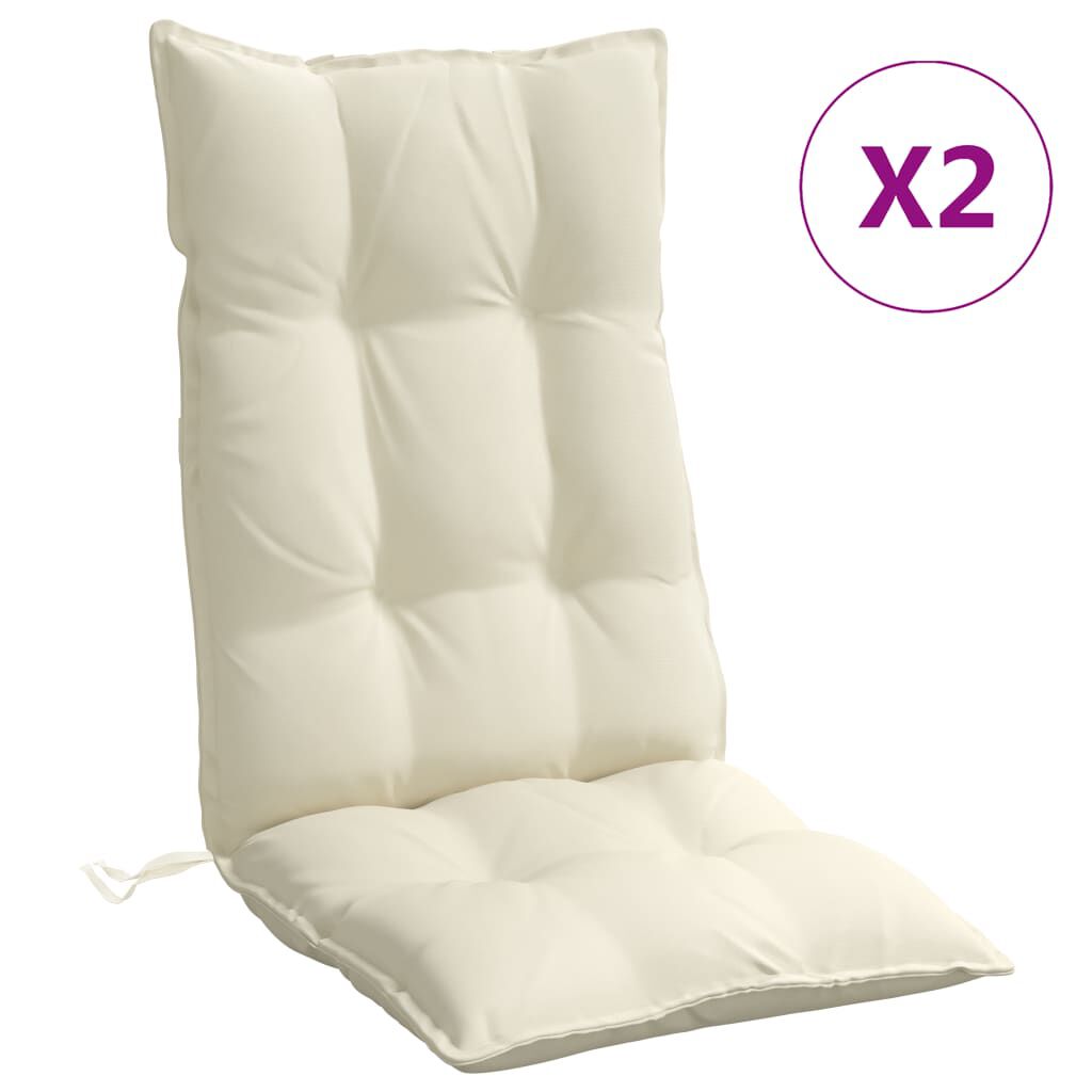 vidaXL Highback Chair Cushions 2 pcs Cream Oxford Fabric