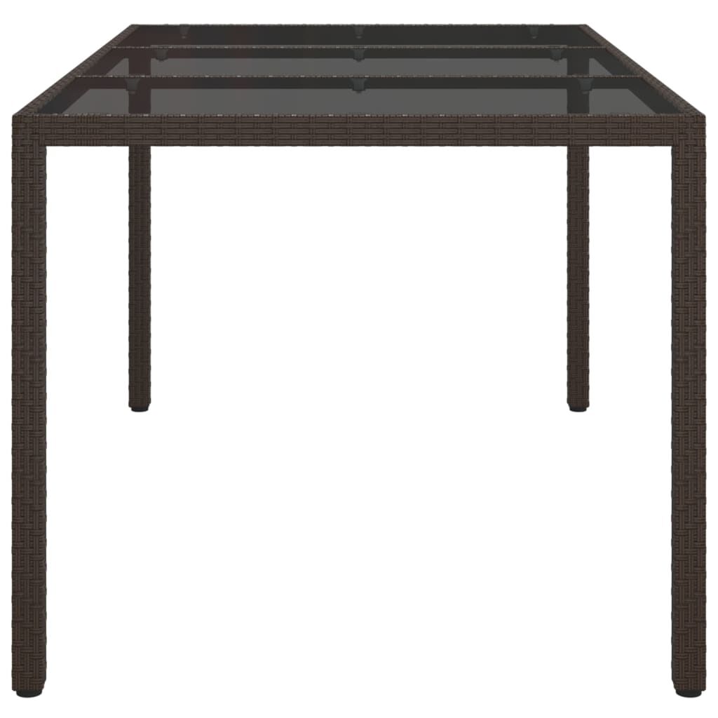 vidaXL Garden Table 150x90x75 cm Tempered Glass and Poly Rattan Brown