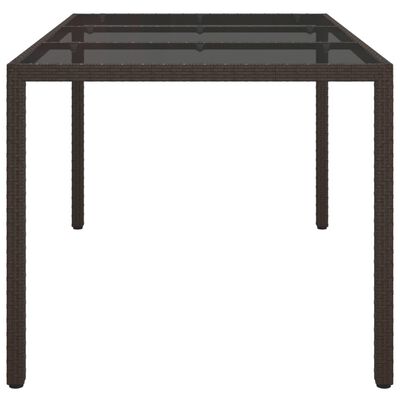 vidaXL Garden Table 150x90x75 cm Tempered Glass and Poly Rattan Brown
