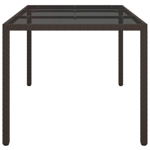 vidaXL Garden Table 150x90x75 cm Tempered Glass and Poly Rattan Brown