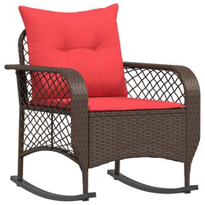vidaXL Garden Rocking Chair with Cushions Brown Poly Rattan
