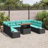 vidaXL Garden Sofa Set with Cushion 10 pcs Black and Teal