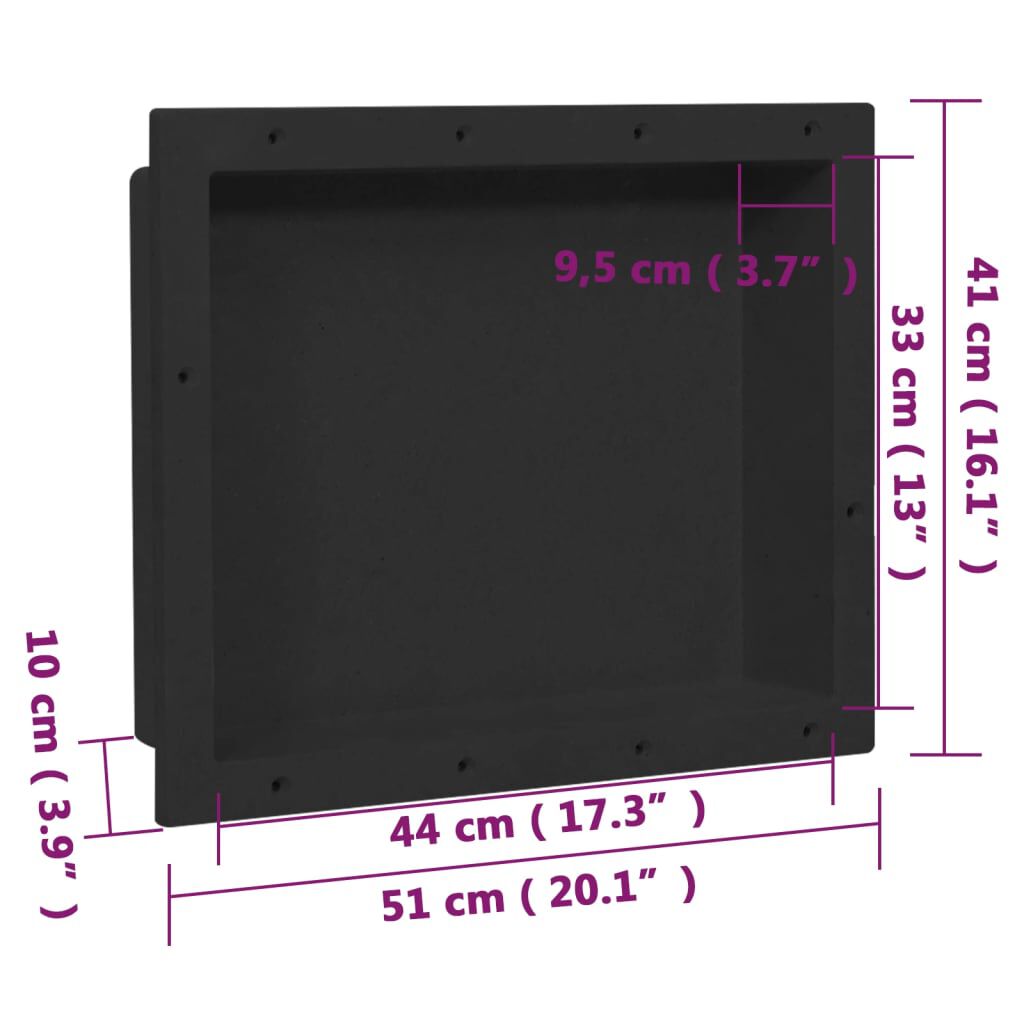vidaXL Shower Niche Matt Black 41x51x10 cm