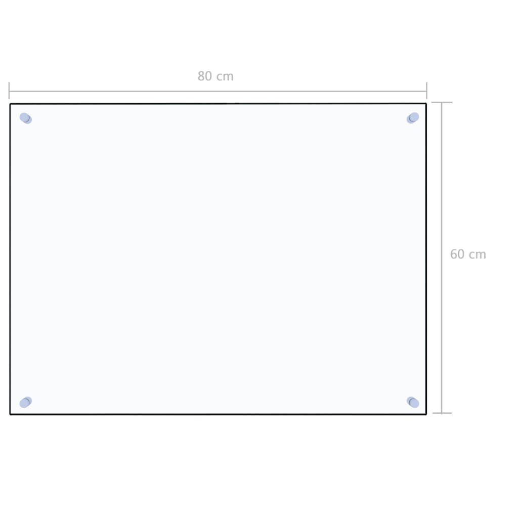 vidaXL Kitchen Backsplash Transparent 80 x 60 cm Tempered Glass