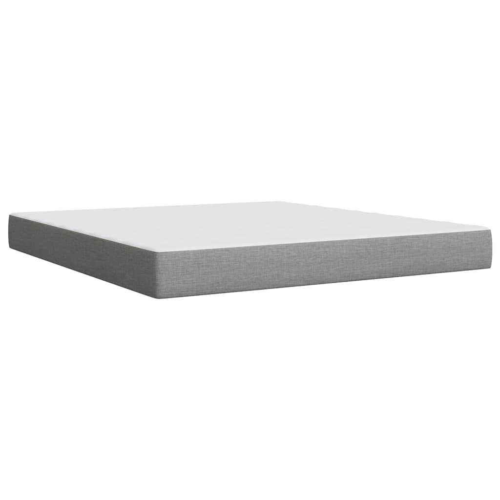 vidaXL Box Spring Bed with Mattress Light Grey King Fabric