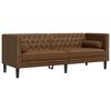 vidaXL 3 Piece Chesterfield Sofa Set with Bolsters Brown Faux Suede Leather