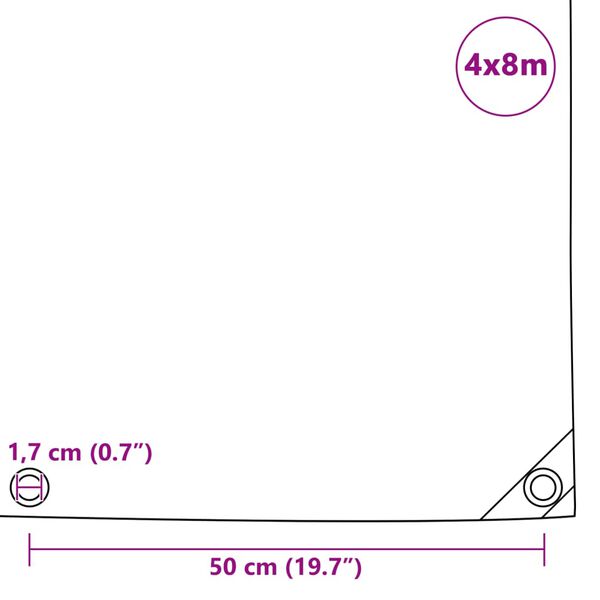 vidaXL Tarpaulin 650 g/m² 4x8 m Grey