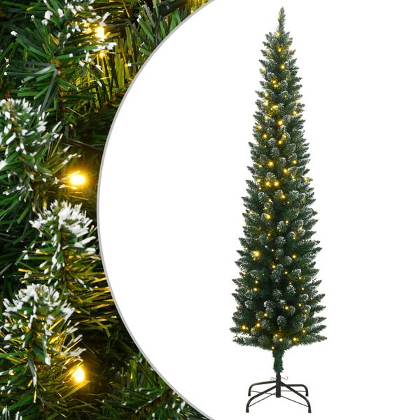vidaXL Artificial Slim Christmas Tree 300 LEDs 210 cm