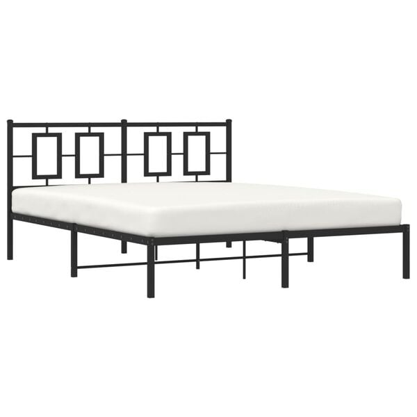 vidaXL Metal Bed Frame without Mattress with Headboard Black 150x200cm
