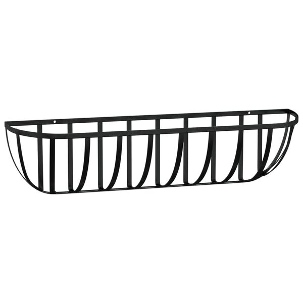 vidaXL Wall Troughs 2 pcs with Coco Liners Black 61x19x16 cm Steel
