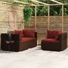 vidaXL 3 Piece Garden Lounge Set with Cushions Brown Poly Rattan