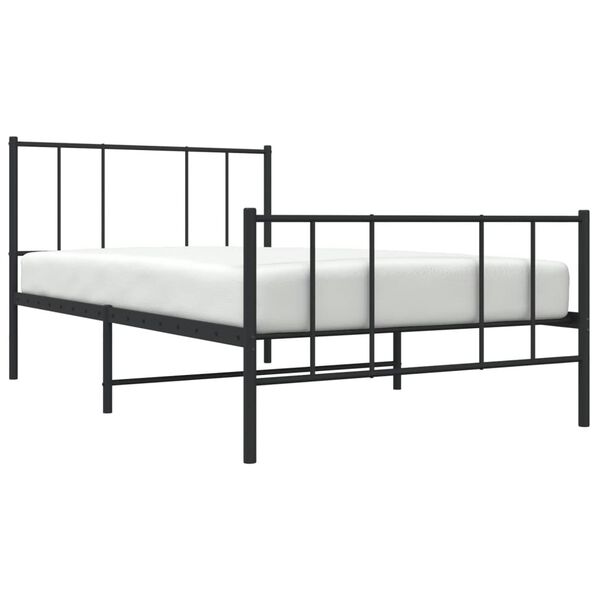 vidaXL Metal Bed Frame without Mattress with Footboard Black 100x190cm