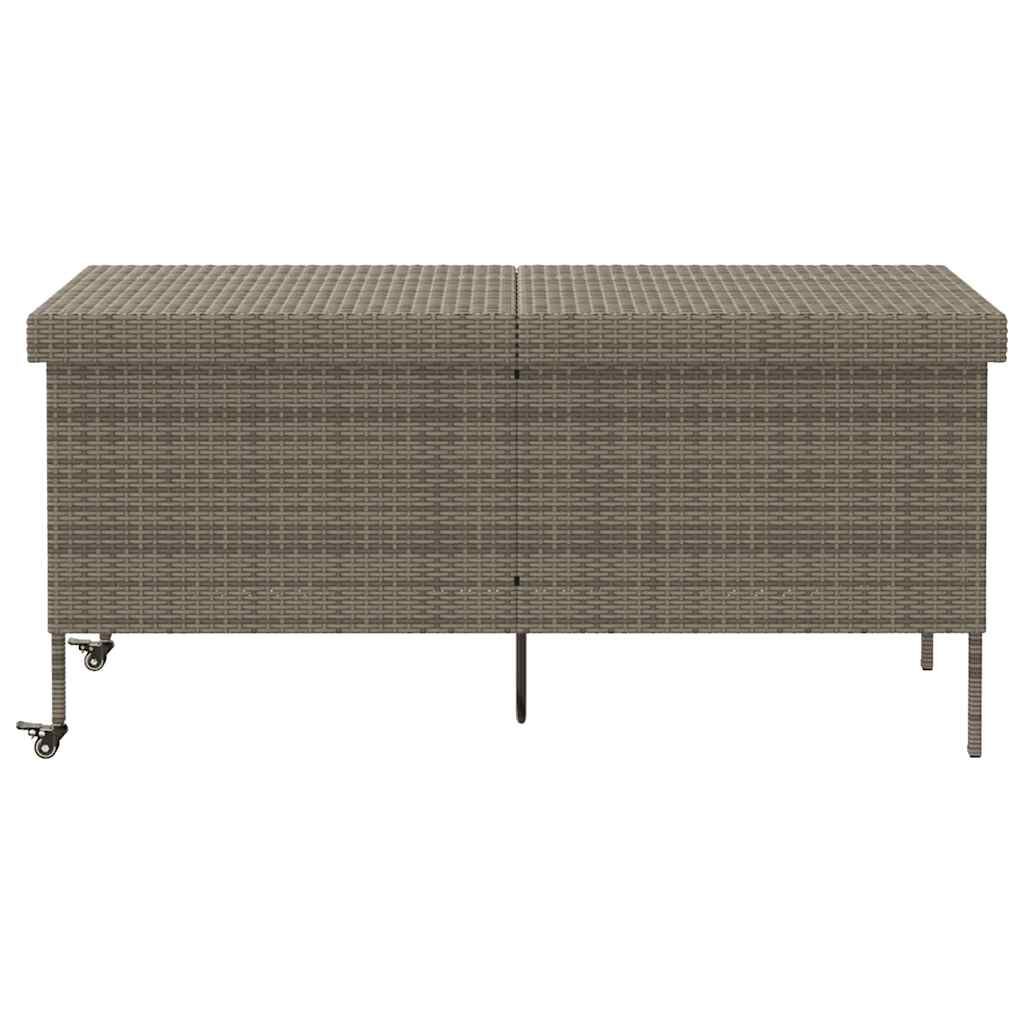 vidaXL Garden Storage Box with Wheels Grey 160x55x75 cm Poly Rattan