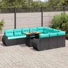 vidaXL 11 Piece Garden Sofa Set with Cushions Black Poly Rattan