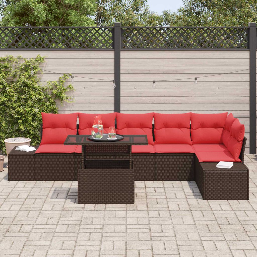 vidaXL Garden Sofa Set Manual 7 pcs Brown and red 100 x 55 x 73 cm