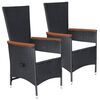 vidaXL 3 Piece Garden Dining Set Black