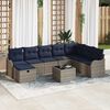 vidaXL Garden Sofa Set 9 pcs Grey and navy 287.5 x 177.5 x 85 cm